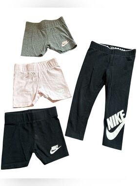 Nike Kids Bundle of Shorts & Leggings - Black, Pink, Olive Size 3T
